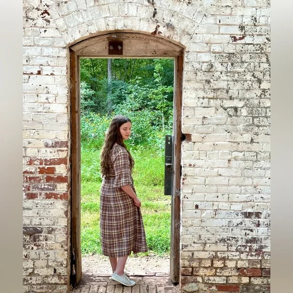 Madewell Autumn Checkered Midi Dress Size S - Picture 8 of 9